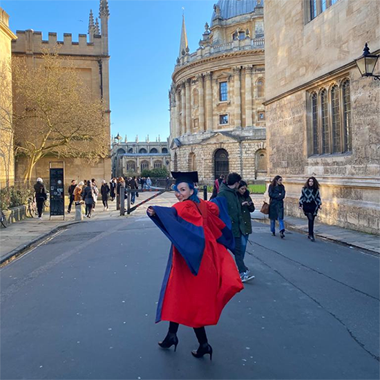 Franziska on graduation day at the Radcliffe Camera