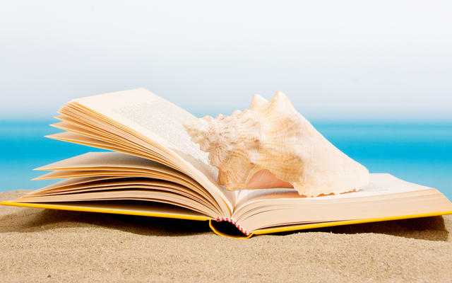 A book on a beach