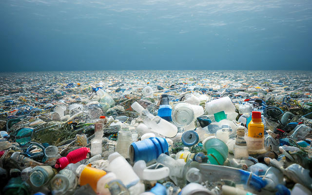 Plastic Waste floating on the Ocean for as far as the eye can see