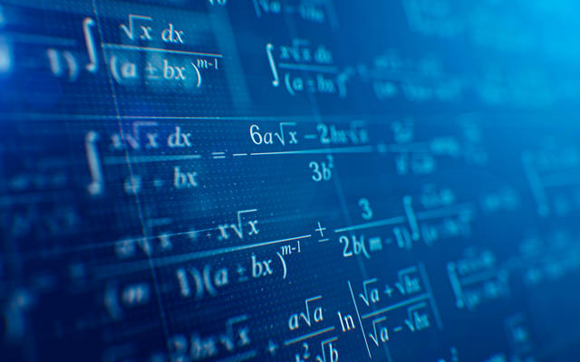 Mathematical formulae against a deep blue background