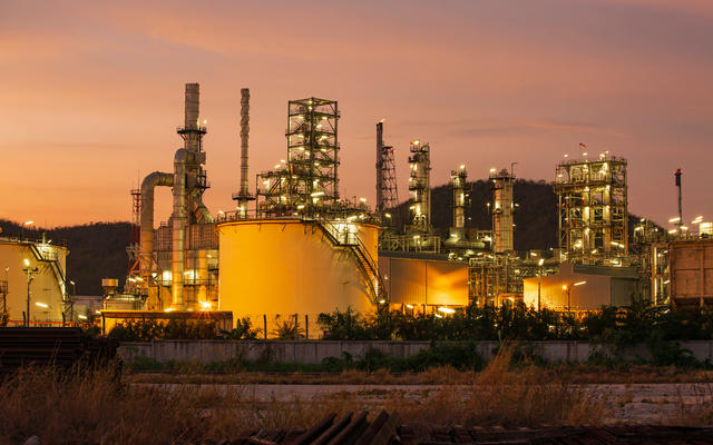 Petrochemical Plant at Sunset