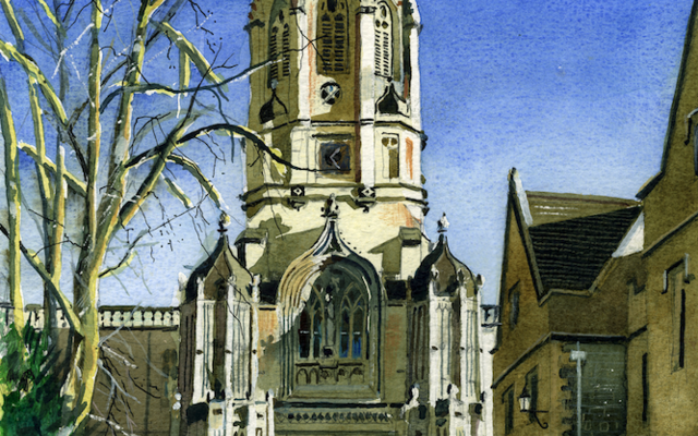 A painting of Tom Tower, St Aldate's by Ian Davis