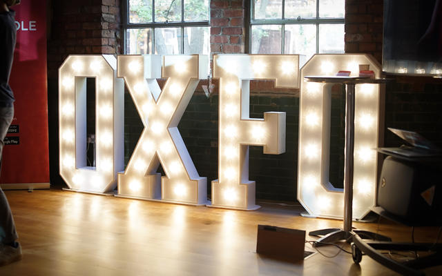 The OXFO sign in the Oxford Foundry