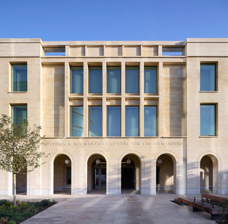 External view of the Stephen A. Schwarzman Centre for the Humanities, University of Oxford.