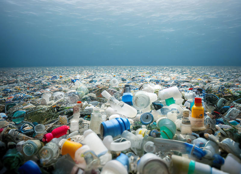 Plastic Waste floating on the Ocean for as far as the eye can see