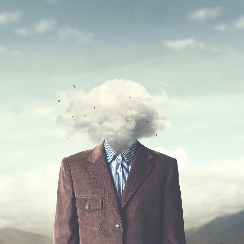 Man with cloud as head