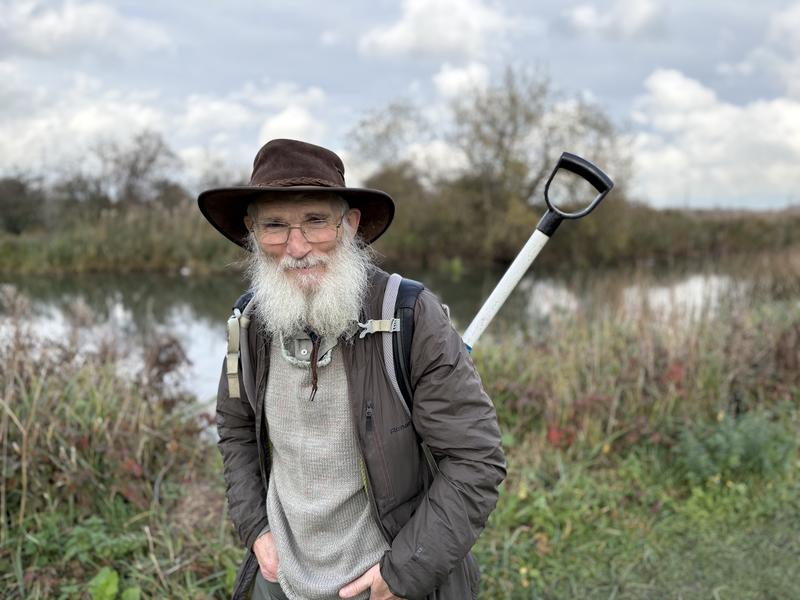 Dr Keith Kirby MBE, at the Nov 19, 2025, Bear Wood planting near Wytham Woods