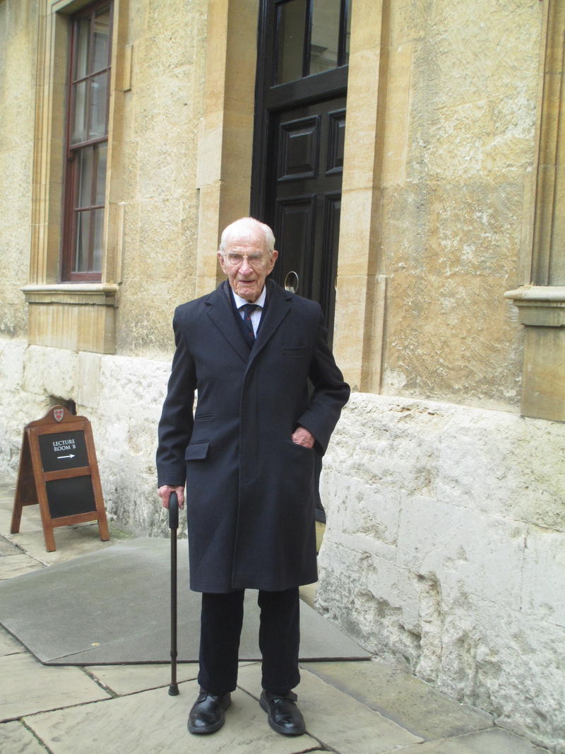 Bill Frankland stood in the Back Quad of The Queen's College