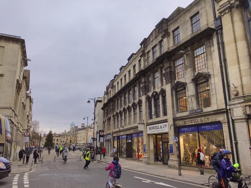 A view up Broad Street in Oxford, with Boswells department store prominent on the right of the picture