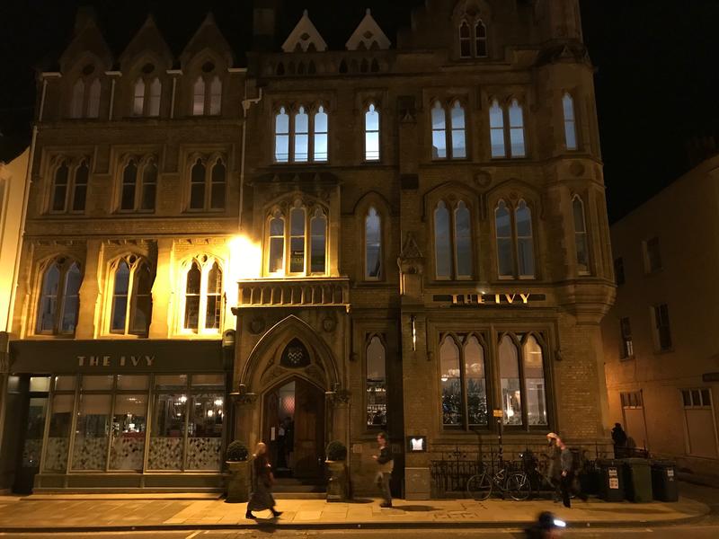 The exterior ofThe Ivy, Oxford, at night