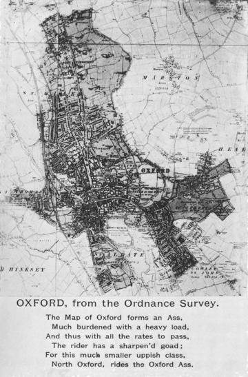 Henry Taunt's satirical figure of North Oxford mapped as an ass