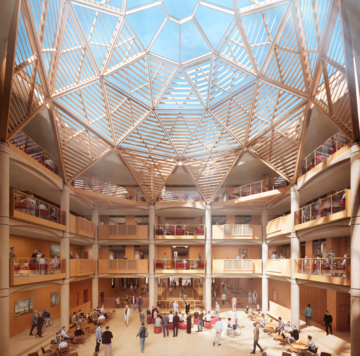 A render of the inside of the Schwartzman Centre for the Humanities