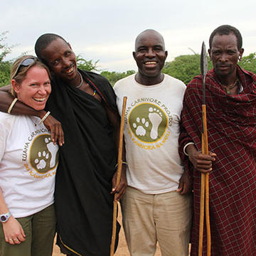 Professor Amy Dickman, Director of WildCRU, and Barabaig warriors